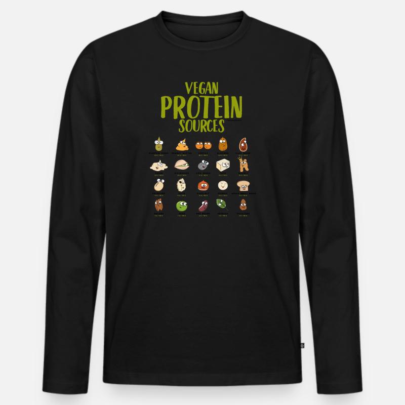 Vegan Protein Sources - Männer Premium Bio Langarmshirt - Schwarz