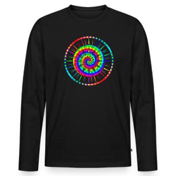 Mandalas multicolores et puissance des fleurs des années 60 - T-shirt manches longues Premium bio Homme - noir - Devant - Nico (187cm)