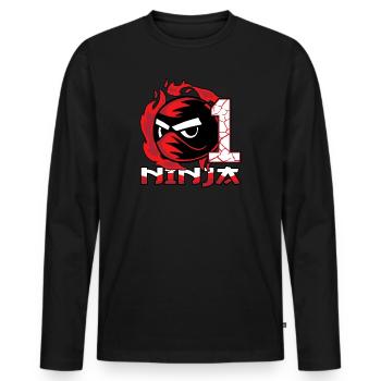 Kinder Ninja 1. Geburtstag Junge 1 Jahr alt - Männer Premium Bio Langarmshirt - Schwarz - Vorne - Nico (187cm)