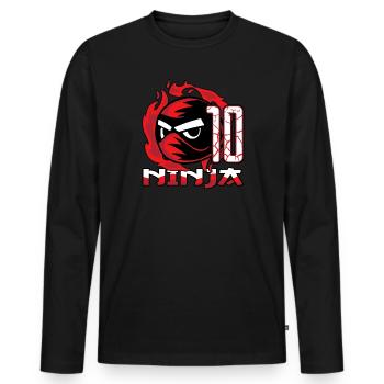 Kinder Ninja 10. Geburtstag Junge 10 Jahre alt - Männer Premium Bio Langarmshirt - Schwarz - Vorne - Nico (187cm)