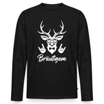 Bräutigam Hirsch - Männer Premium Bio Langarmshirt - Schwarz - Vorne - Nico (187cm)