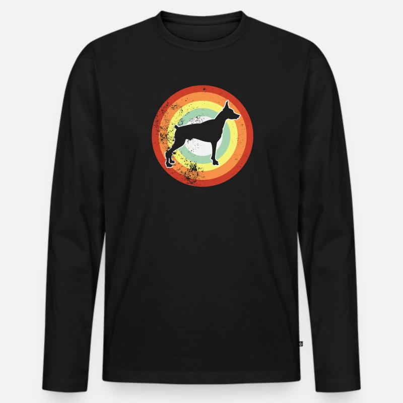 Dobermann Grunge Stil - Männer Premium Bio Langarmshirt - Schwarz