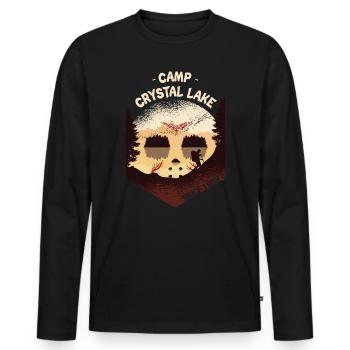 Camp Crystal Lake | Wandern | Hiking | Horror - Männer Premium Bio Langarmshirt - Schwarz - Vorne - Nico (187cm)