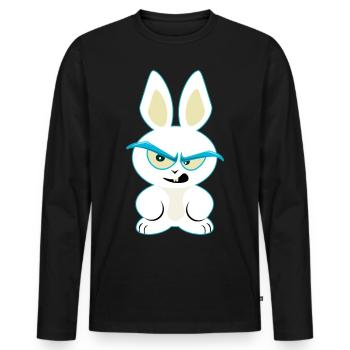 Lusiger lapin blanc, funny lapin t-shirt - T-shirt manches longues Premium bio Homme - noir - Devant - Nico (187cm)
