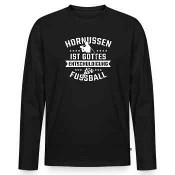 Hornussen ist Gottes Entschuldigung für Fussball - Männer Premium Bio Langarmshirt - Schwarz - Vorne - Nico (187cm)