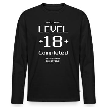 Level 18 abgeschlossen.Geburtstagsgeschenk für Spieler - Männer Premium Bio Langarmshirt - Schwarz - Vorne - Nico (187cm)