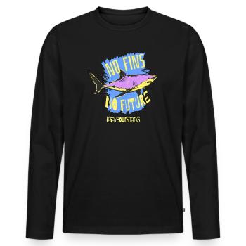 Militant des droits des animaux Hai No Fins No Future Saveoursharks - T-shirt manches longues Premium bio Homme - noir - Devant - Nico (187cm)