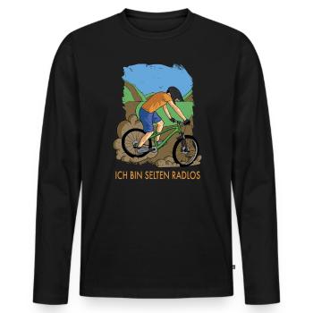 MTB Fahrer Mountainbike Ich Bin Selten Radlos - Männer Premium Bio Langarmshirt - Schwarz - Vorne - Nico (187cm)