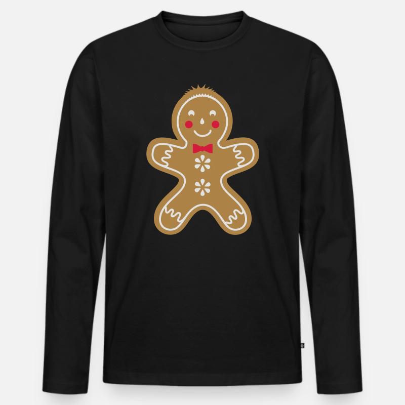 leckerer lustiger Lebkuchenmann - Männer Premium Bio Langarmshirt - Schwarz