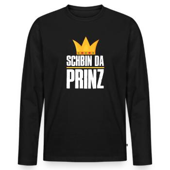 Schbin da Prinz - Männer Premium Bio Langarmshirt - Schwarz - Vorne - Nico (187cm)