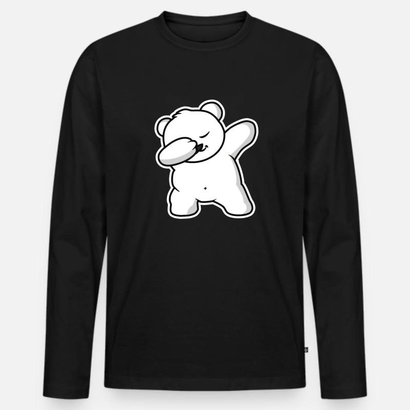 Winter Baer Eisbaer Dab - Männer Premium Bio Langarmshirt - Schwarz