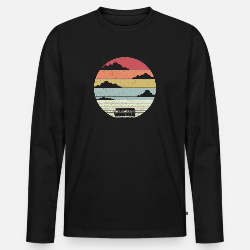 Retro Camper - Männer Premium Bio Langarmshirt - Schwarz