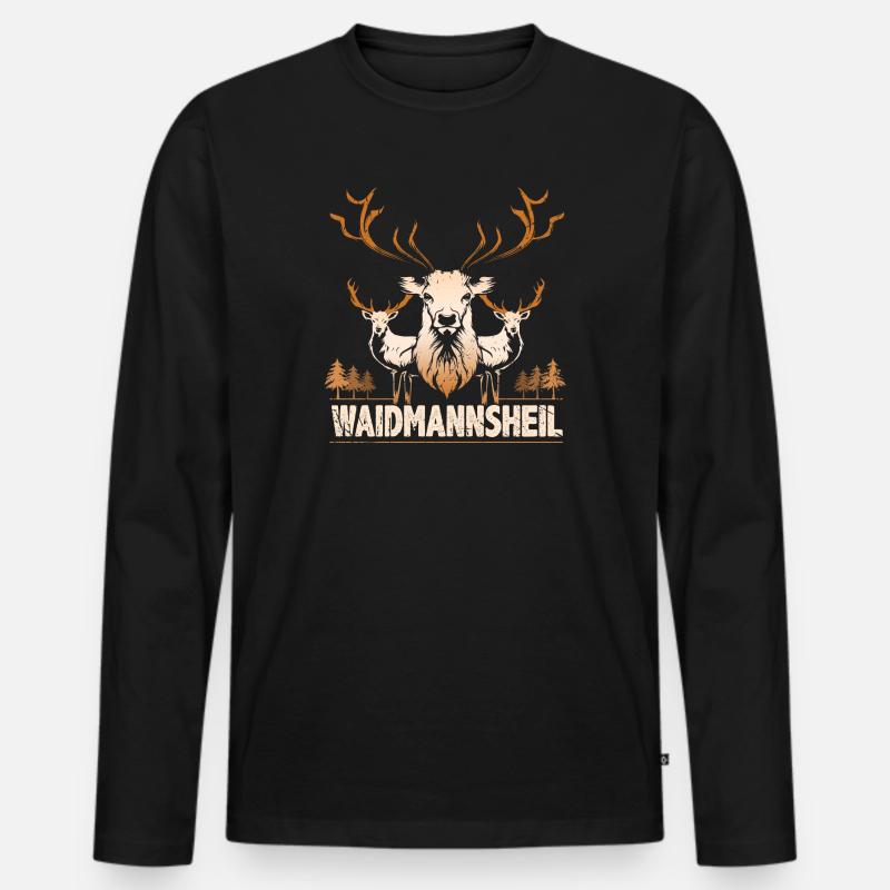Jäger Waidmannsheil - Männer Premium Bio Langarmshirt - Schwarz