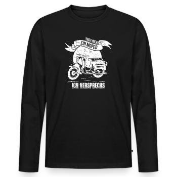 Ostalgie Schwalbe Simson Suhl Moped - mir reichts - Männer Premium Bio Langarmshirt - Schwarz - Vorne - Nico (187cm)