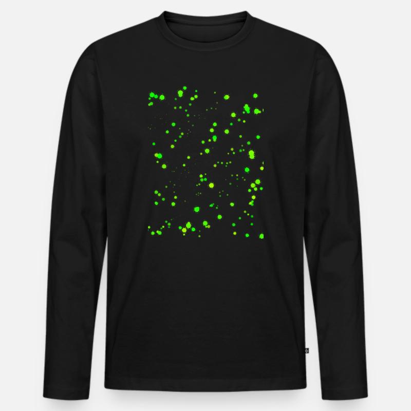 Neongrüne Farbspritzer  - Männer Premium Bio Langarmshirt - Schwarz