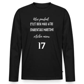 La Charente Maritime - T-shirt manches longues Premium bio Homme - noir - Devant - Nico (187cm)