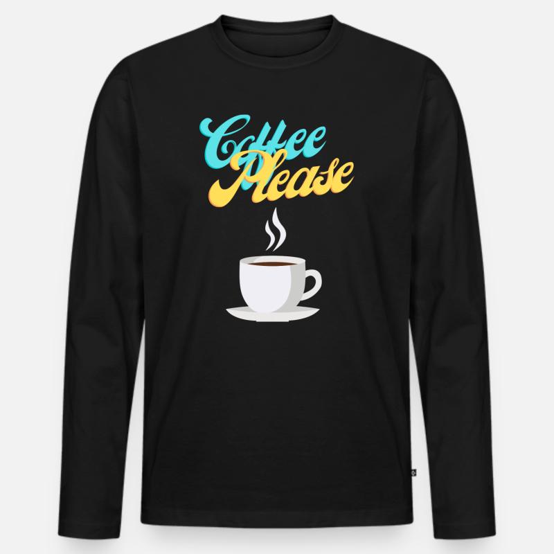 Coffee Please - Männer Premium Bio Langarmshirt - Schwarz