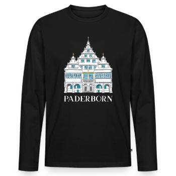 Paderborn, Historic Town Hall, Germany - Men's Premium Organic Long Sleeve Shirt - black - Front - Nico (187cm)