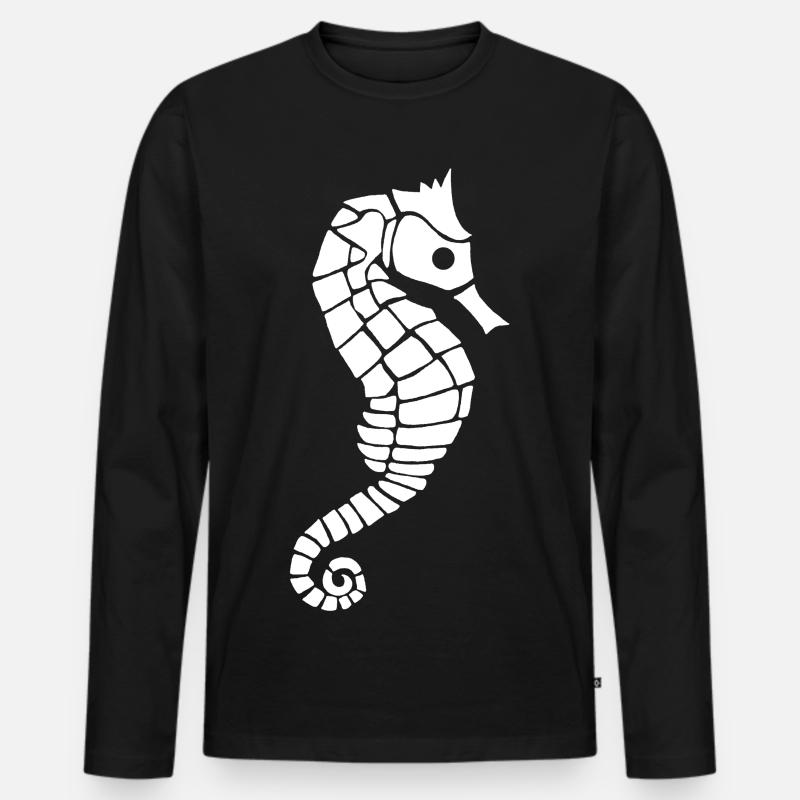 Weißes Seepferdchen - Männer Premium Bio Langarmshirt - Schwarz