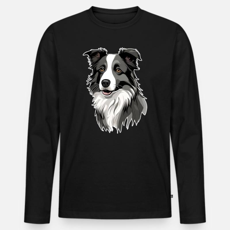 Border Collie - Männer Premium Bio Langarmshirt - Schwarz