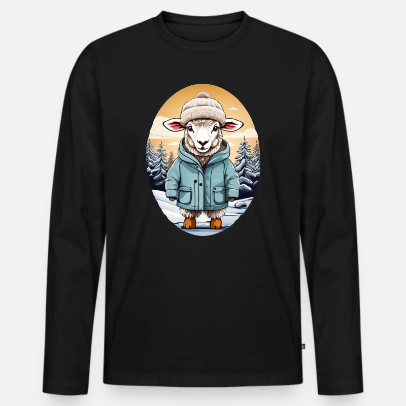 Süßes Schaf - Männer Premium Bio Langarmshirt - Schwarz
