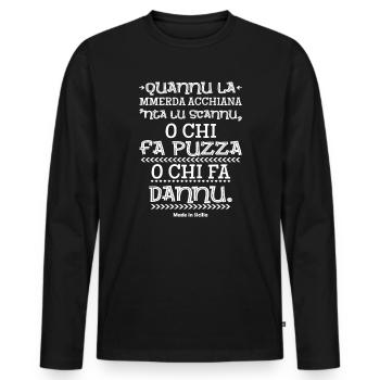 T-shirt Sicile proverbe sicilien aphorisme - T-shirt manches longues Premium bio Homme - noir - Devant - Nico (187cm)