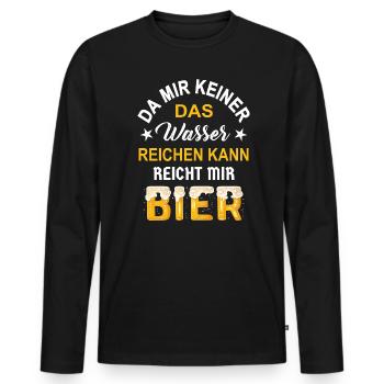 keiner das Wasser reichen kann reicht mir Bier - Männer Premium Bio Langarmshirt - Schwarz - Vorne - Nico (187cm)