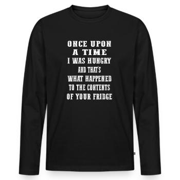 Il était une fois j’avais faim - T-shirt manches longues Premium bio Homme - noir - Devant - Nico (187cm)