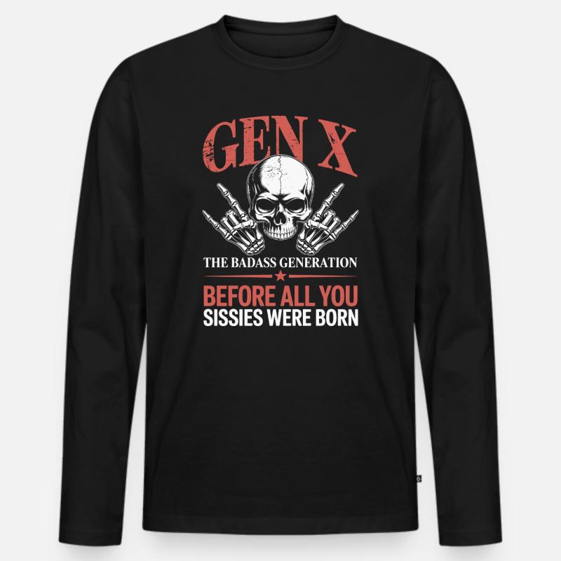 Gen X - The Badass Generation Skull Design - Männer Premium Bio Langarmshirt - Schwarz