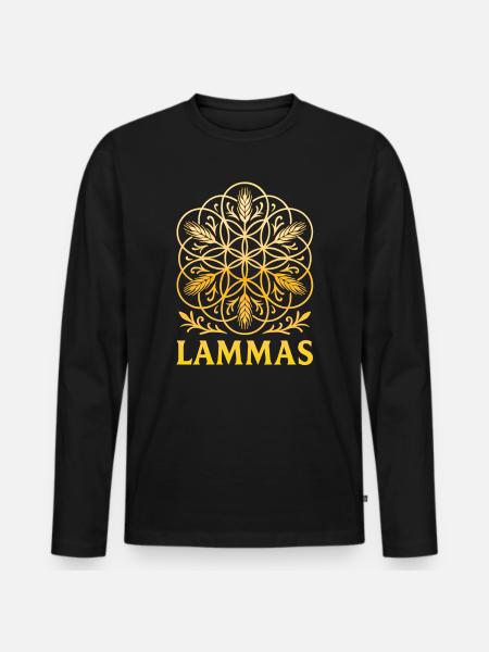 Lammas - Flower of Life from Grain - Men's Premium Organic Long Sleeve Shirt - black