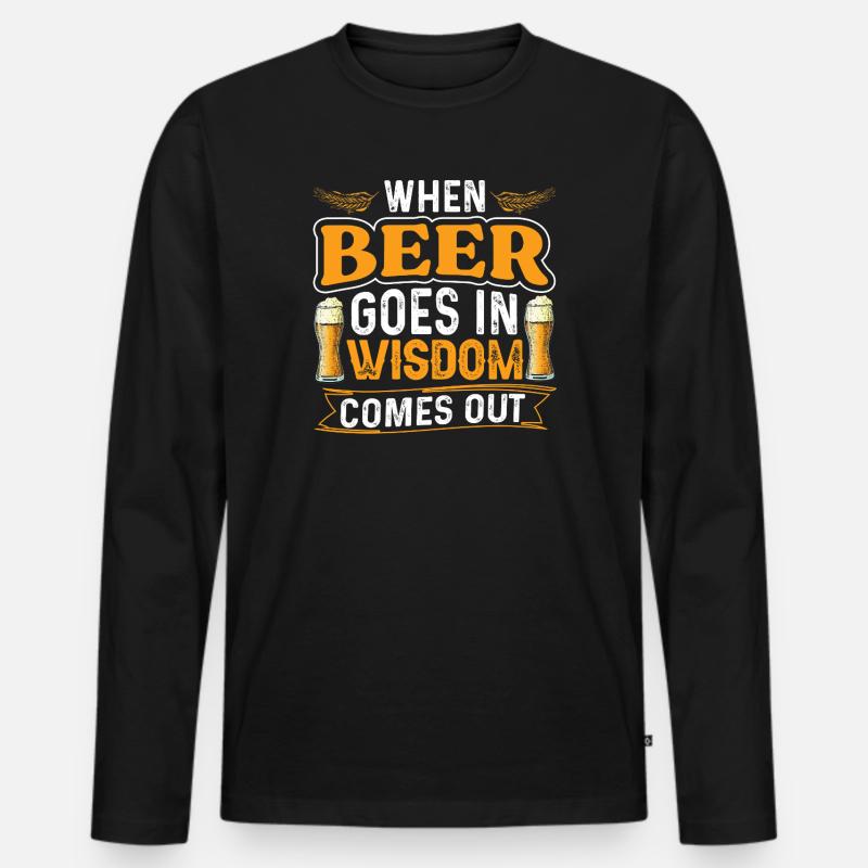 Beer wisdom comes out - Männer Premium Bio Langarmshirt - Schwarz