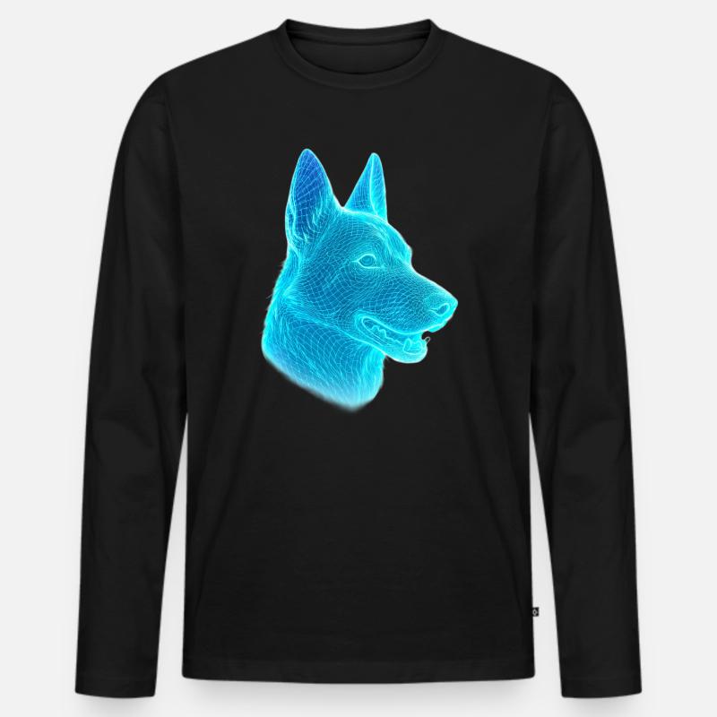 Neonwolf Kopf Netzkunst - Männer Premium Bio Langarmshirt - Schwarz