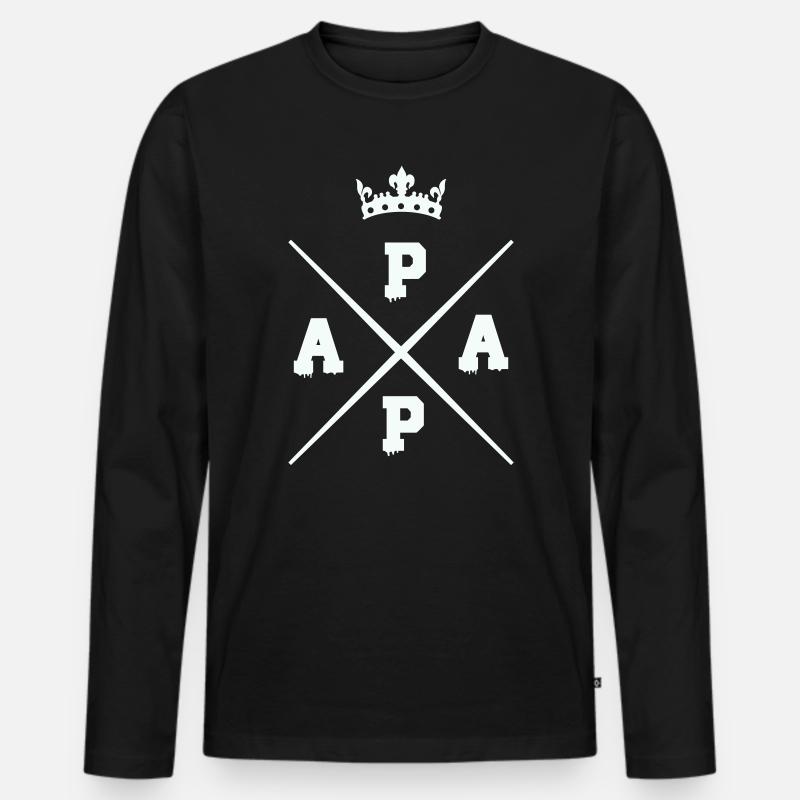 Kreuzendes Papa krone Logo - Männer Premium Bio Langarmshirt - Schwarz