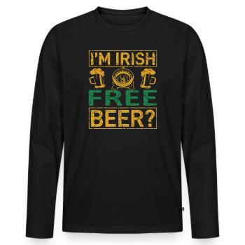 Irish Free Beer - Men's Premium Organic Long Sleeve Shirt - black - Front - Nico (187cm)