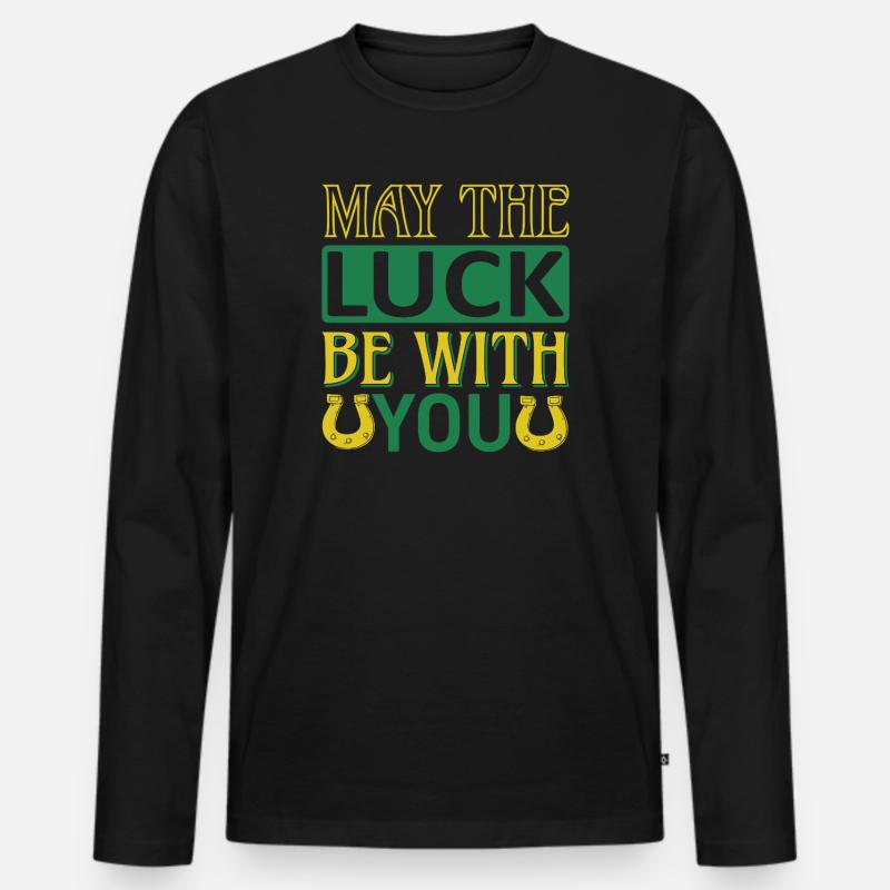 May luck be with you - Männer Premium Bio Langarmshirt - Schwarz