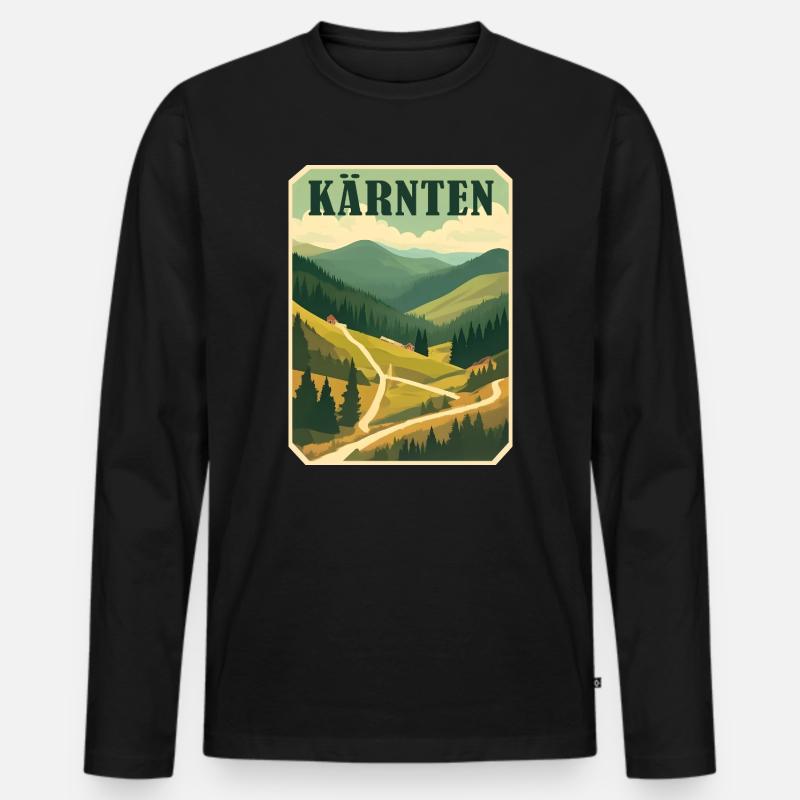 Kärnten retro Motiv - Männer Premium Bio Langarmshirt - Schwarz