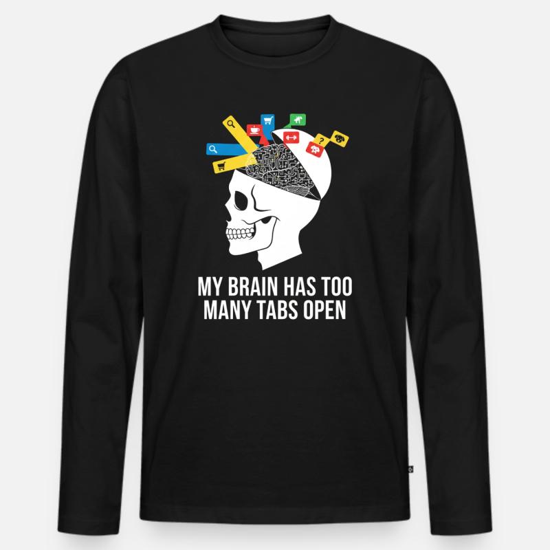 Tabs öffnen Schädelhirn Meme - Männer Premium Bio Langarmshirt - Schwarz