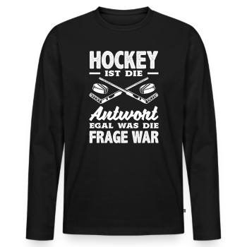Cadeau drôle de joueur de hockey - T-shirt manches longues Premium bio Homme - noir - Devant - Nico (187cm)