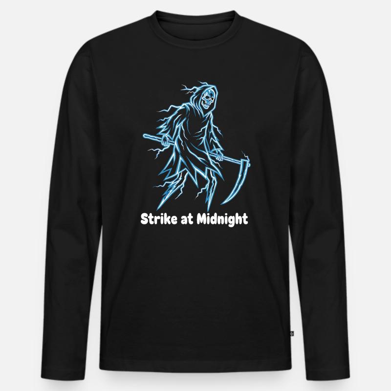 Mitternachts-Skelett Neon - Männer Premium Bio Langarmshirt - Schwarz