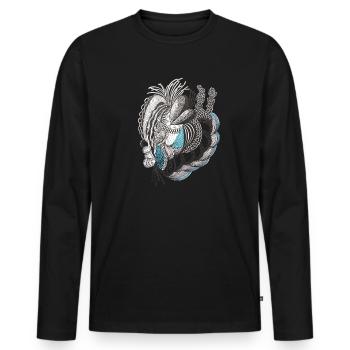 Accent bleu d’art organique - T-shirt manches longues Premium bio Homme - noir - Devant - Nico (187cm)