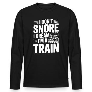 Je ne ronfle pas, je rêve que je suis un train - T-shirt manches longues Premium bio Homme - noir - Devant - Nico (187cm)