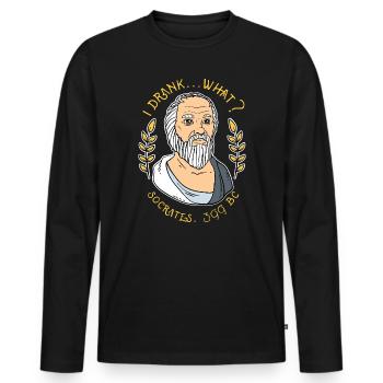 Funny Socrates I Drank What Philosophy Graphic - Männer Premium Bio Langarmshirt - Schwarz - Vorne - Nico (187cm)