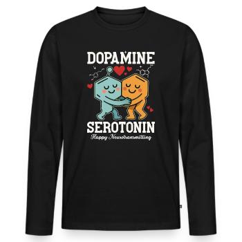 Dopamine Serotonin Hug Design - Men's Premium Organic Long Sleeve Shirt - black - Front - Nico (187cm)