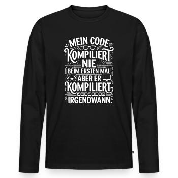 My code doesn't compile the first time - Men's Premium Organic Long Sleeve Shirt - black - Front - Nico (187cm)