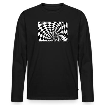 Hypnotic Checkerboard Spiral - Men's Premium Organic Long Sleeve Shirt - black - Front - Nico (187cm)