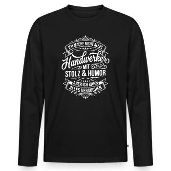 Handwerker Humor Badge - Männer Premium Bio Langarmshirt - Schwarz - Vorne - Nico (187cm)
