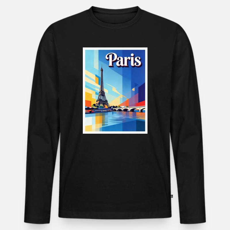 Pariser Prisma-Eiffel - Männer Premium Bio Langarmshirt - Schwarz