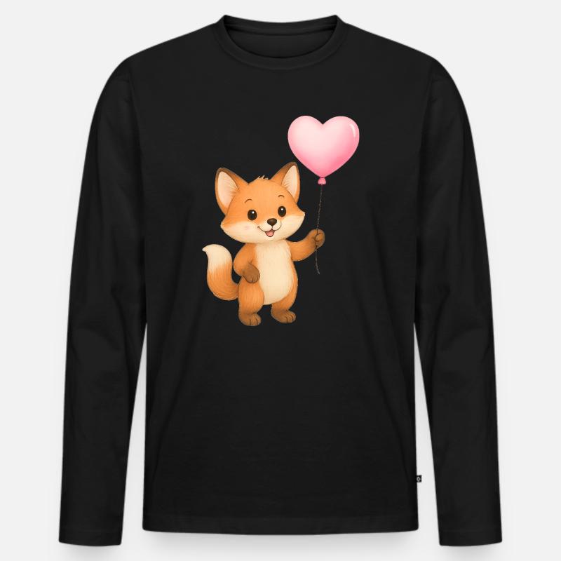 Herzballon Fuchs - Männer Premium Bio Langarmshirt - Schwarz
