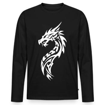 Tribal Dragon Silhouette - Men's Premium Organic Long Sleeve Shirt - black - Front - Nico (187cm)