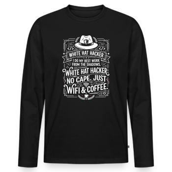 White Hat Hacker Wifi And Coffee - Männer Premium Bio Langarmshirt - Schwarz - Vorne - Nico (187cm)